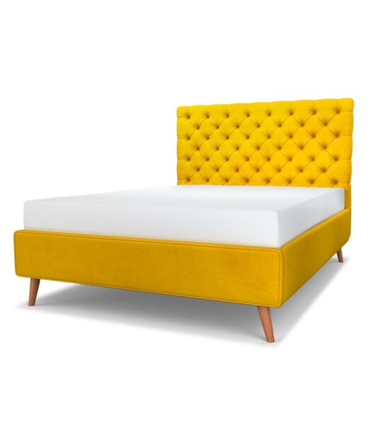 Chesterfield upholstered bed headboard overview