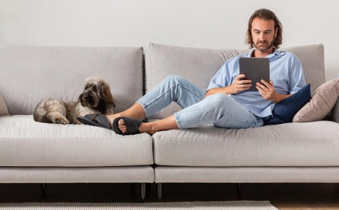 Aquaclean dog on sofa